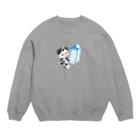 satoayaのアニマルカフェのドリンクマ　ミルク Crew Neck Sweatshirt