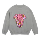 Full of vitality　(フル　オブ　バイタリティ)のElephant☆PINK　(ピンク色の象)　Full of vitality　(フル　オブ　バイタリティ) Crew Neck Sweatshirt