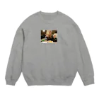 トマピー@ショコラのカレー食べながらピースするトマピー Crew Neck Sweatshirt