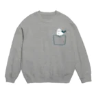 あずき缶のポケットにとまるシマエナガ Crew Neck Sweatshirt