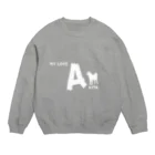 onehappinessのMY LOVE AKITA（秋田犬）　ホワイト Crew Neck Sweatshirt