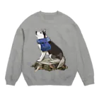 犬グッズの店しえるぶるーのマフラー犬　ハスキー Crew Neck Sweatshirt