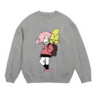 ほいほいダッシュわらさきくんのゆうきちゃんとねこ Crew Neck Sweatshirt