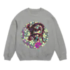 GECKO-SO-SINGの月光装身具ロゴコミカル花柄 Crew Neck Sweatshirt