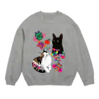 h45m69のタラ&ウメちゃん🐱💝🎉 Crew Neck Sweatshirt