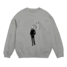 水浸塔のうわっ強風で傘があ～ Crew Neck Sweatshirt