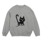 オクマーSUZURIショップのまっくろ黒猫ちゃん Crew Neck Sweatshirt