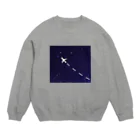 Teatime ティータイムのjet stream GALAXY 夜の飛行機星空 Crew Neck Sweatshirt