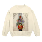 PALA's SHOP　cool、シュール、古風、和風、のflower arrangement　 Crew Neck Sweatshirt