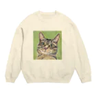 みるきち【ペットイラストアーティスト】の煽りねこ① Crew Neck Sweatshirt