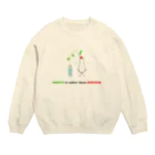 アキクサ文鳥マーケット 〜アキクサインコと文鳥推しの店〜の豆苗と背伸び文鳥 Crew Neck Sweatshirt