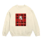 ごろごろにゃんすけのチェック　RED Crew Neck Sweatshirt