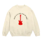 サトオの赤いギター Music is a safe…ギタリスト名言　黒 Crew Neck Sweatshirt