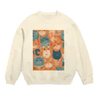 aokitaの少し不思議なねこのアート Crew Neck Sweatshirt