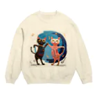 猫魚鳥時々犬等 arte♡のSuccessful Cats ♡ Crew Neck Sweatshirt