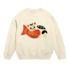 gangの鯛くわえ猫 Crew Neck Sweatshirt