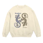 ZONICATROPICS / ゾニカトロピクスのGecko Heaven-ヤモリ天国（ブルーブラウン） Crew Neck Sweatshirt