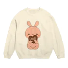 harapekousagiの腹ペコうさぎとチョコ Crew Neck Sweatshirt