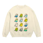 Cody the LovebirdのChubby Bird セキセイインコ大集合 Crew Neck Sweatshirt