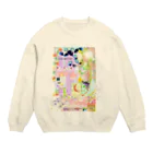 ituko*tukiyama-khの281★月山いつこ作品★花●春の蓮の白狐さん★春草1緑 Crew Neck Sweatshirt