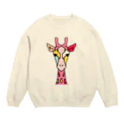 Full of vitality　(フル　オブ　バイタリティ)のgiraffe☆pink　(ピンク色のキリン)　Full of vitality　(フル　オブ　バイタリティ) Crew Neck Sweatshirt