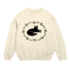 ツバメ堂の花と黒猫 Crew Neck Sweatshirt