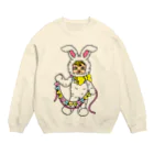 Cɐkeccooのうさぎのラビ‐パーティーフラッグ Crew Neck Sweatshirt