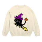 えかきにゃんこのお店♪のくろねこ魔女ハロウィン Crew Neck Sweatshirt