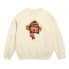 ザ・ワタナバッフルのドングリ頭のチンパンジー”ビックリ” Crew Neck Sweatshirt