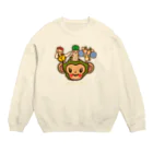 ザ・ワタナバッフルの屋久島弁シリーズ 2：ヤクザル・ヤクシカ・ウミガメ・縄文杉キャラ Crew Neck Sweatshirt