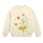 めりこの幸せのお花とさる Crew Neck Sweatshirt