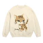 コンドウカナエ ノ オミセのねこちゃんわ〜お(茶トラねこ/グレーカラー) Crew Neck Sweatshirt