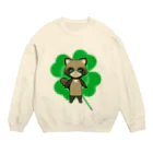 猫の隠れ家の四つ葉印の化け狸ちゃん Crew Neck Sweatshirt