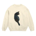 kinako-japanの黒猫の小春ちゃん Crew Neck Sweatshirt