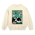 COC-CHANの牛と人の雑魚寝 Crew Neck Sweatshirt