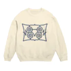 アイヌ小屋・チセのアイヌ文様　母鳥とヒナ Crew Neck Sweatshirt