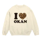 キッズモード某のI love okanヒョウ柄 Crew Neck Sweatshirt