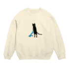 イケニャン黒猫オレオくんのぺんぎんは友達猫 Crew Neck Sweatshirt