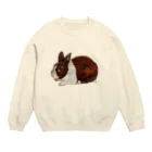 rabbit loverのフワフワうさぎ（茶色） Crew Neck Sweatshirt
