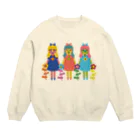 Hinaのロングヘアー三人組と花 Crew Neck Sweatshirt