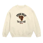 メシテロタイプ（飯テロTシャツブランド）のTボーンステーキ（ビンテージ風） Crew Neck Sweatshirt