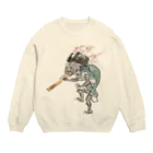 和もの雑貨 玉兎の百鬼夜行絵巻 五徳の付喪神【絵巻物・妖怪・かわいい】 Crew Neck Sweatshirt