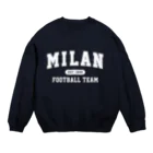 CALCIO1899のミラン_カレッジロゴ風_ホワイト Crew Neck Sweatshirt