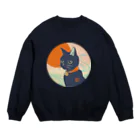 BATKEI ARTの陽と水と黒猫 Crew Neck Sweatshirt