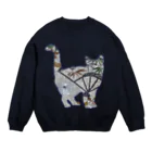 PALA's SHOP　cool、シュール、古風、和風、の和風Catシルエット 着物柄Ⅱ Crew Neck Sweatshirt