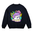 ポメ村ポメラニアンのパステルハリネズミ パープル Crew Neck Sweatshirt