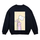 ヒゲ眉毛のはたうさぎ Crew Neck Sweatshirt