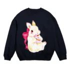 しず華＊(カラー･リボンボン)のぬいぐるみぎゅっ Crew Neck Sweatshirt