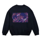 檸檬飴のカサブランカとクレステッドゲッコー(パープル) Crew Neck Sweatshirt