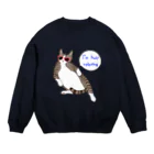 mayon's animal shopのはちわれ猫　のんびりするのに忙しい Crew Neck Sweatshirt